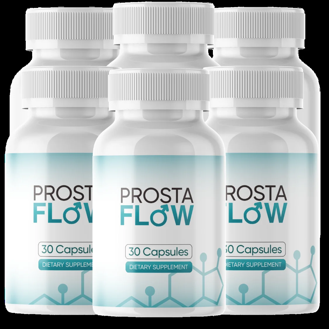 Six bottles of ProstaFlow prostate support supplement capsules
