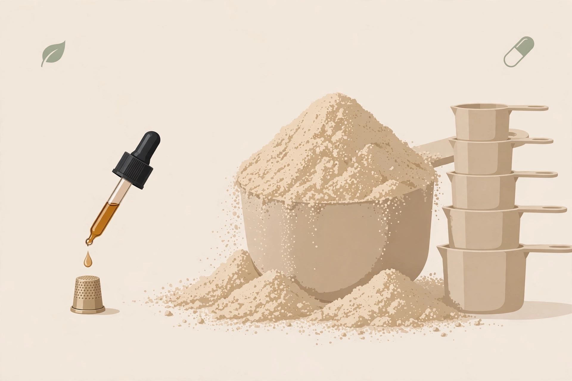 Illustration comparing Retra Burn's tiny 15.47 mg total blend dose with the gram-level doses used in clinical trials