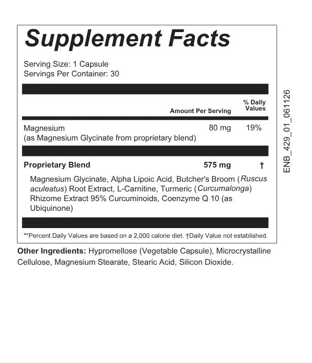 Tinnoril Supplement Facts label showing 80 mg magnesium and a 575 mg proprietary blend
