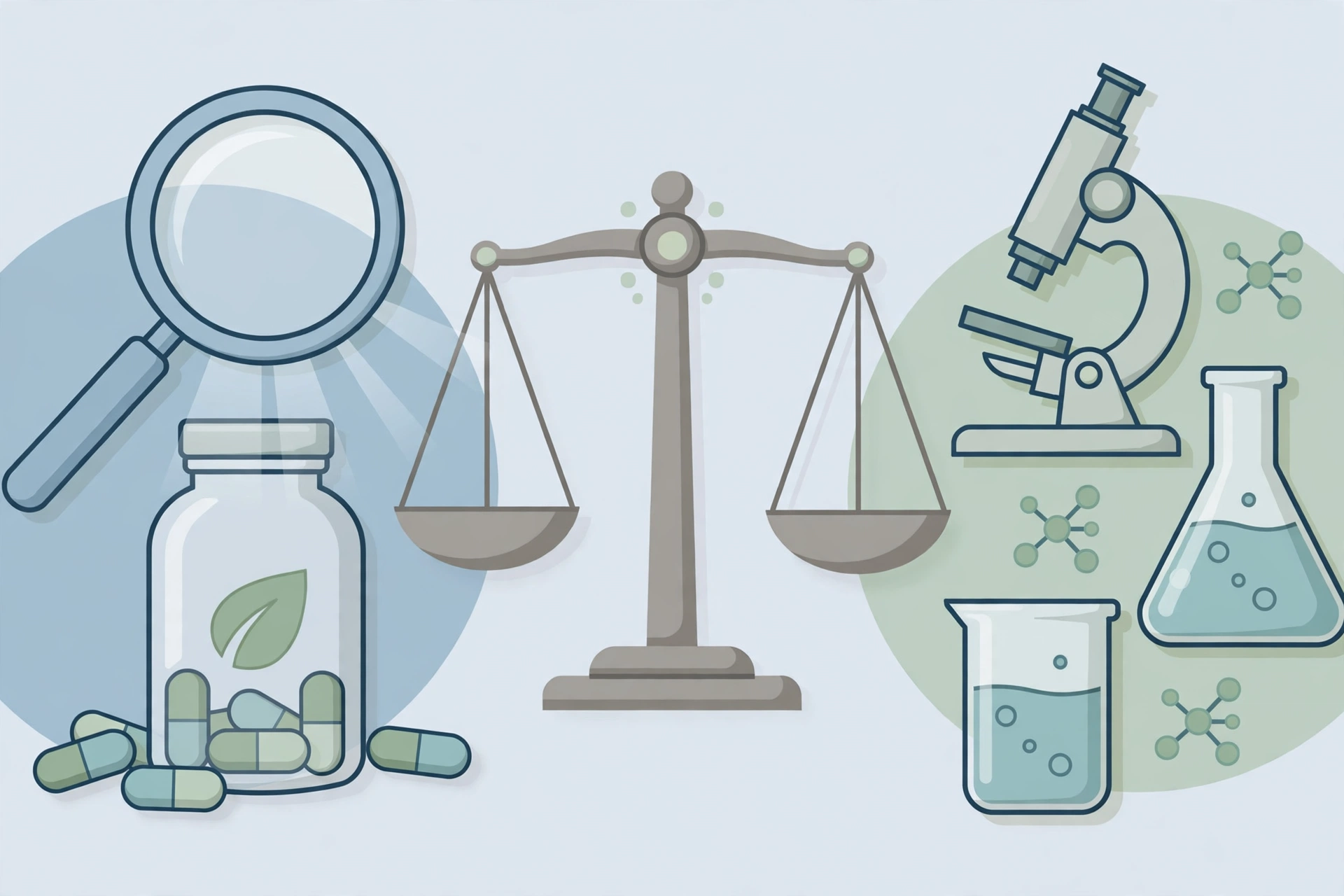 Infographic comparing FemiCore page claims with the evidence: cranberry evidence covers UTI prevention not leaks, probiotic doses undisclosed, berberine dose far below trial amounts