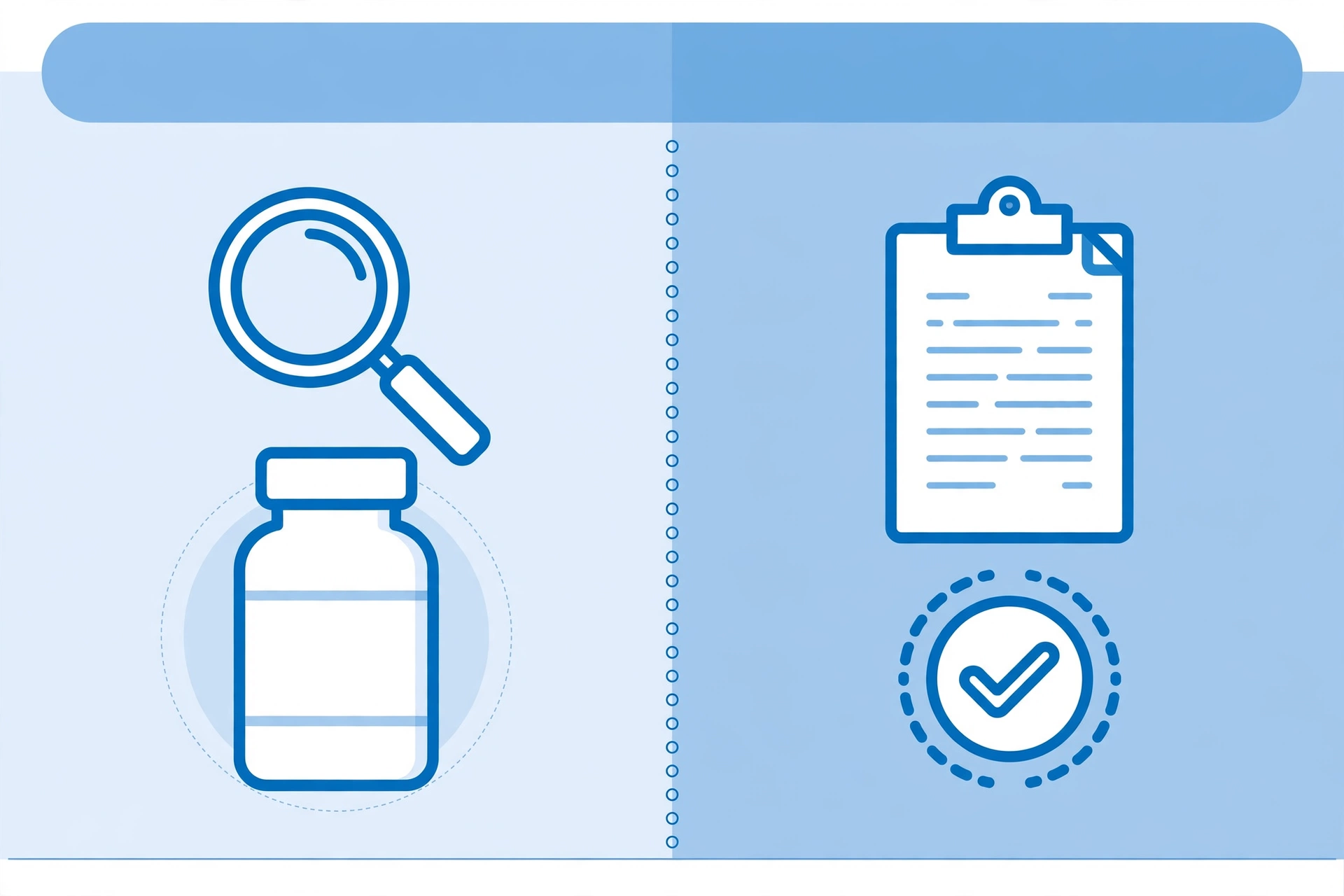 Infographic contrasting a supplement bottle with a blank label under a magnifying glass against a verified clinical trial report