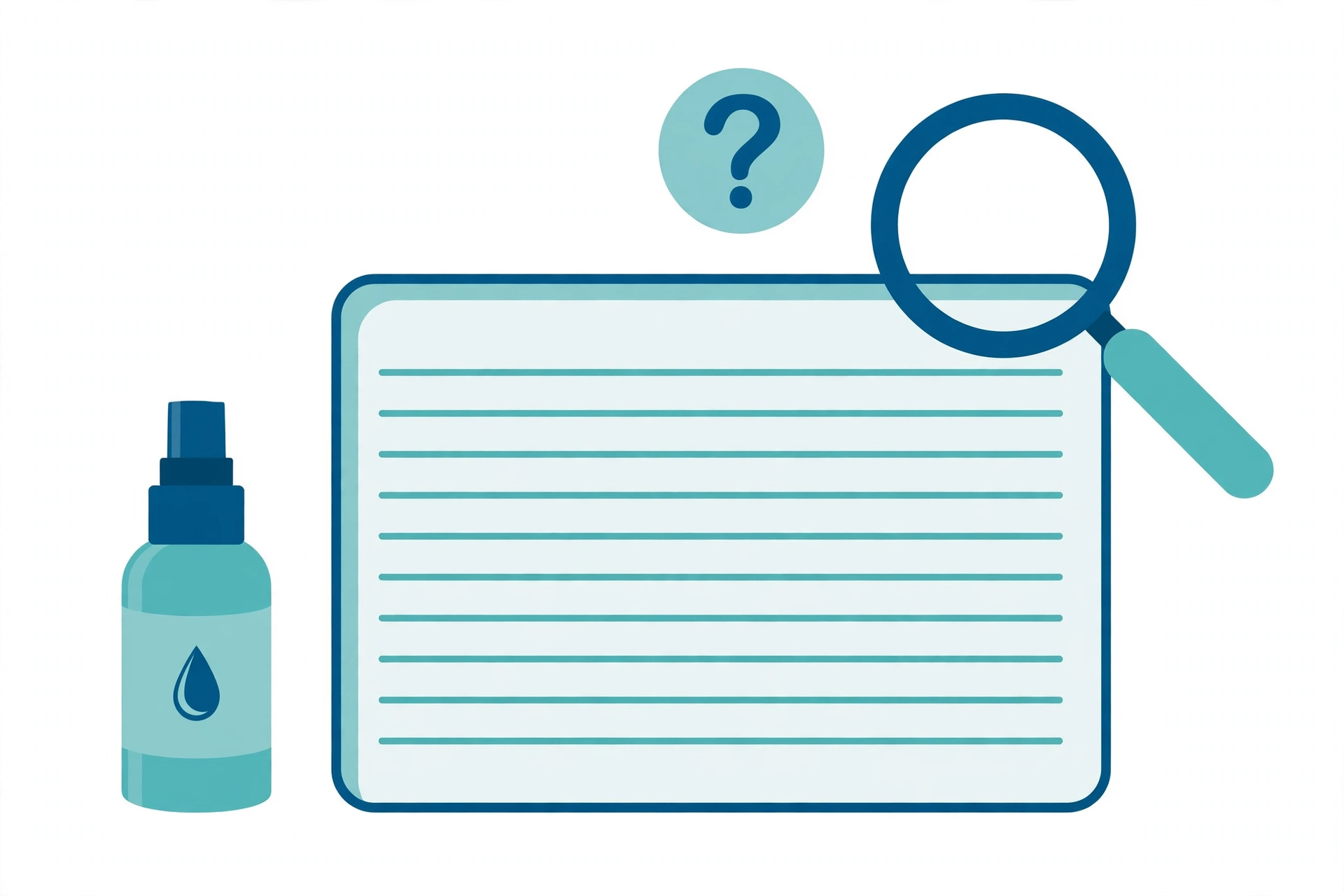 Illustration of a supplement spray bottle next to a blank Supplement Facts panel under a magnifying glass, representing undisclosed ingredient doses
